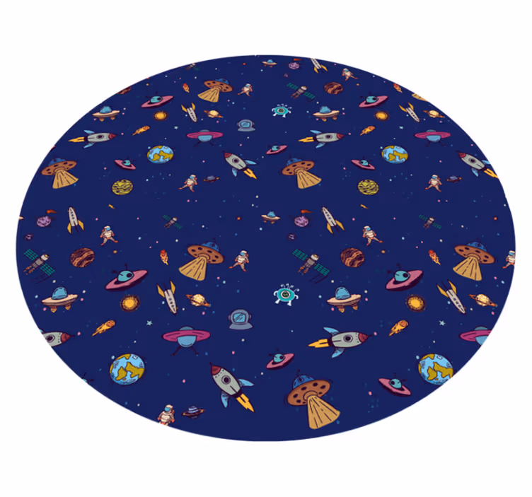 Alfombra vinílica infantil concepto de expedición cósmica - TenVinilo