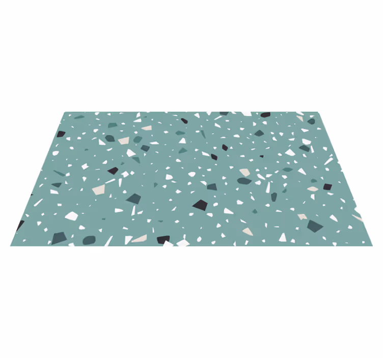 Alfombra vinílica imitación piedra estilo terrazo verde - TenVinilo