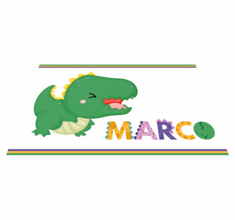 Alfombra vinílica personalizable bebé t-rex con nombre - TenVinilo