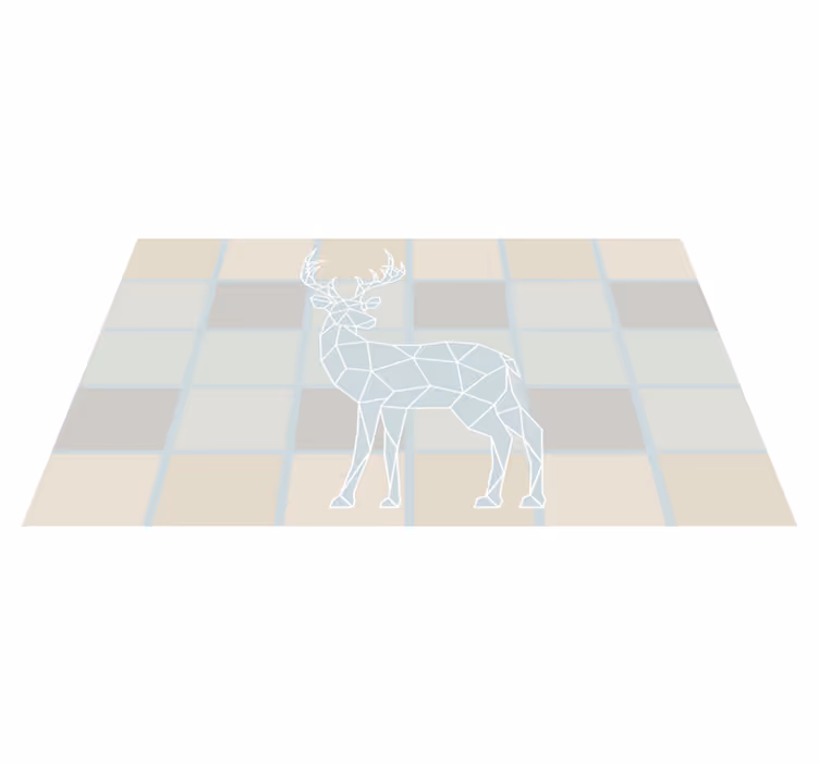 Alfombra vinílica animales motivo de ciervo de origami - TenVinilo