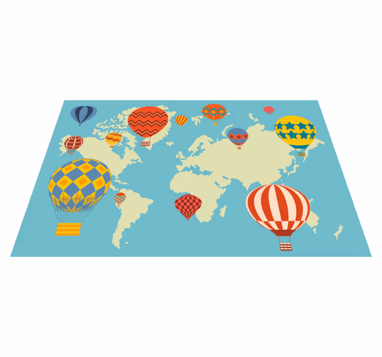 Alfombra de vinilo mapamundi Globos de aire - TenVinilo