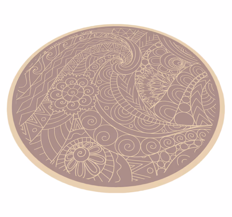 Alfombra vinílica mandala motivo circular intrincado - TenVinilo