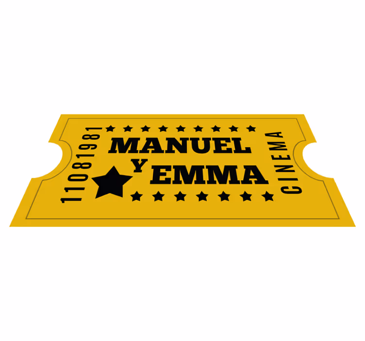 Alfombra vinílica personalizable entrada de cine para pareja - TenVinilo