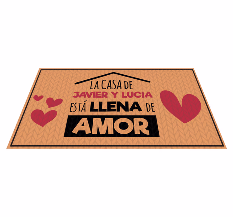Alfombra vinílica con nombre Casa llena de amor - TenVinilo
