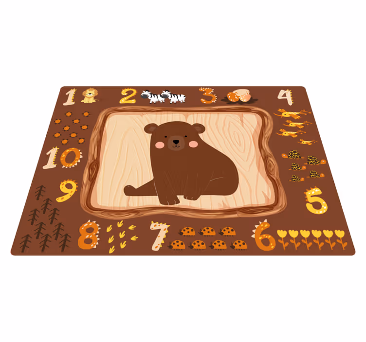 Alfombra vinílica infantil diseño educativo del oso - TenVinilo