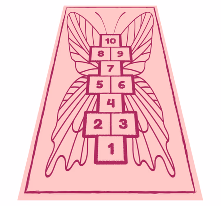 Alfombra vinílica juegos rayuela de mariposa rosa - TenVinilo