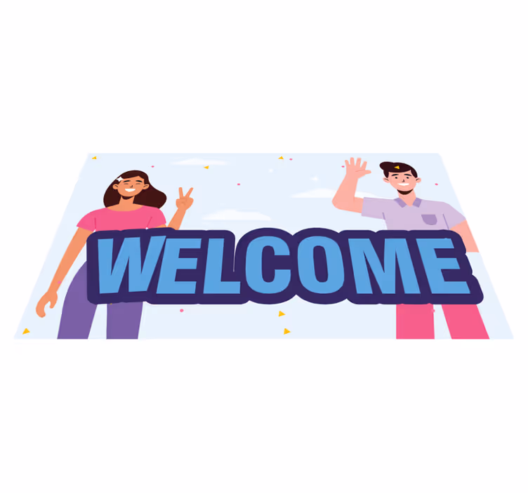 Alfombra vinilo recibidor Bienvenida palabra ilustración plana - TenVinilo
