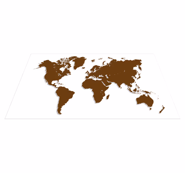 Alfombra de vinilo mapamundi Mapa del mundo marrón sobre fondo bl - TenVinilo