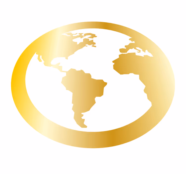 Alfombra vinílica mapamundi motivo del globo dorado - TenVinilo