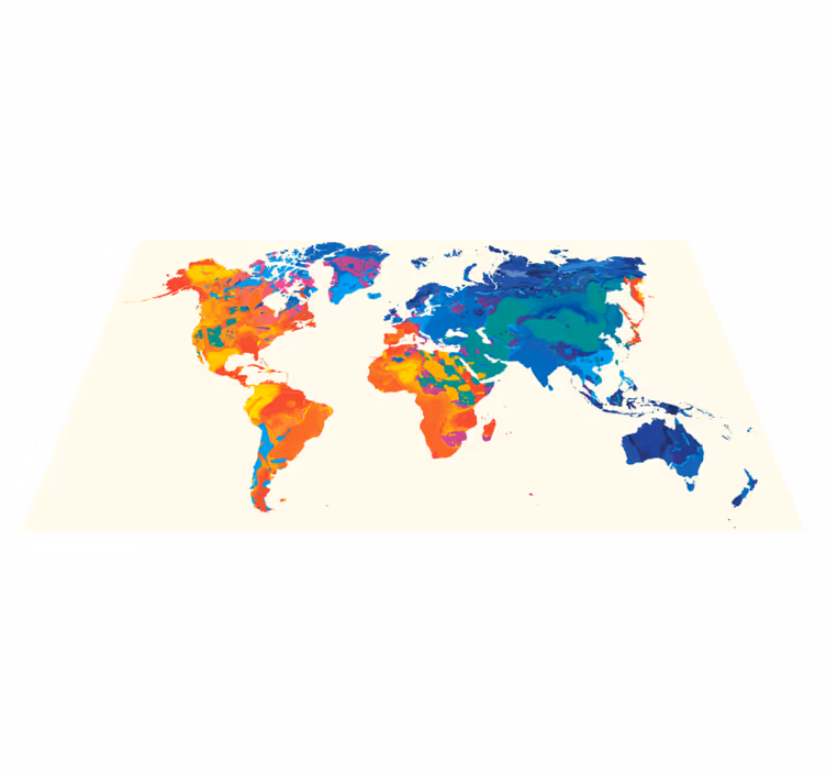Alfombra vinilo cuadrada Bonito mapa del mundo en acuarela - TenVinilo