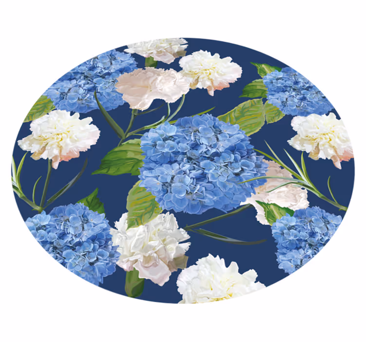Alfombra vinílica flores patrón de hortensia - TenVinilo