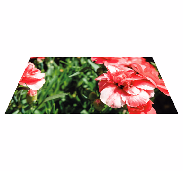 Alfombra vinílica flores rosas y vegetación - TenVinilo