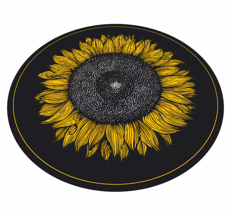 Alfombra vinilo cocina Girasol redondo negro - TenVinilo