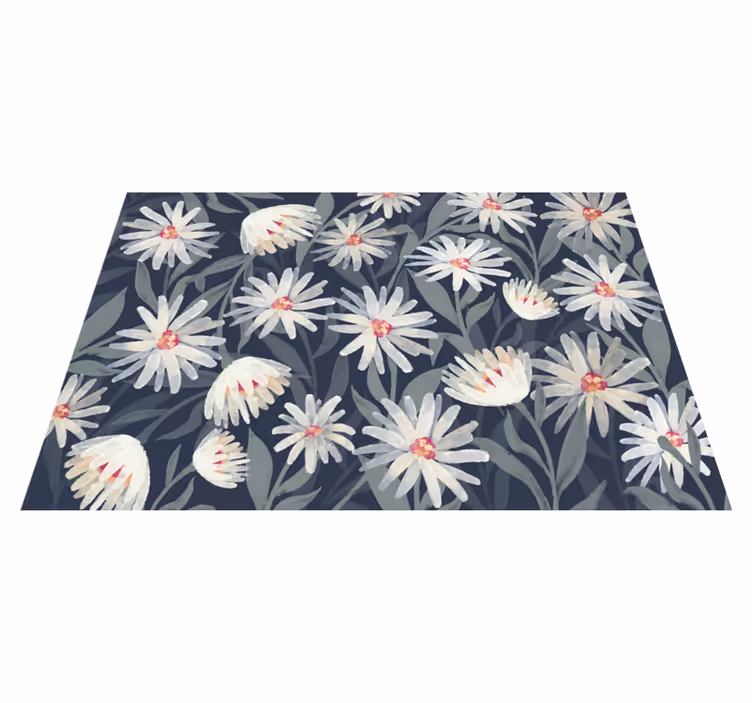 Alfombra vinilo cocina Flores de margarita blanca - TenVinilo