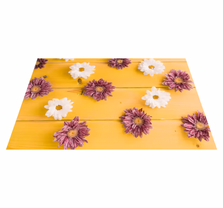 Alfombra vinílica madera con margaritas - TenVinilo