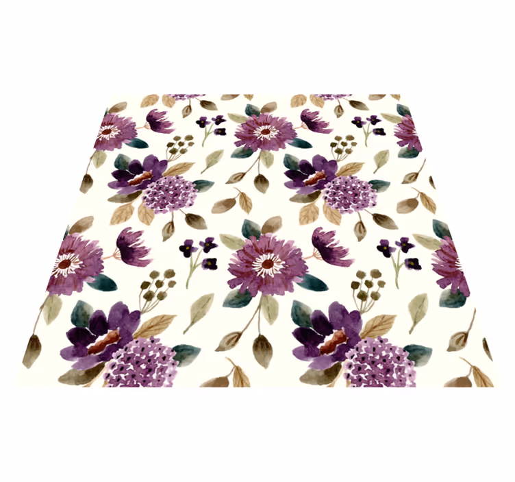 Alfombra vinilo cuadrada Flores moradas y verdes - TenVinilo
