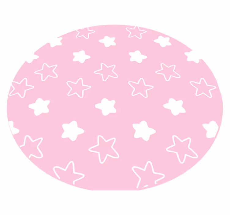 Alfombra vinílica redonda patrón de estrella rosa - TenVinilo
