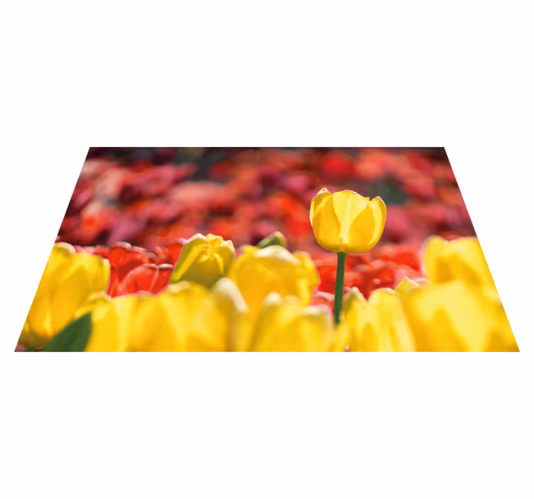 Alfombra vinílica flores ramos de tulipán amarillo - TenVinilo