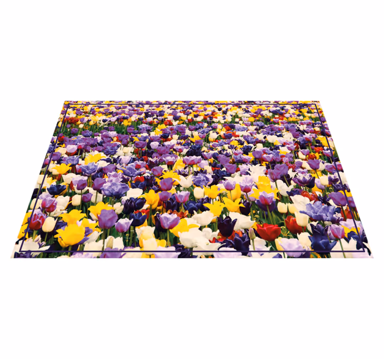 Alfombra vinílica flores explosión realista y colorida - TenVinilo