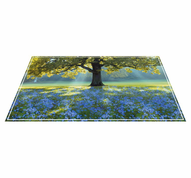 Alfombra vinílica naturaleza escena de árbol floreciente - TenVinilo