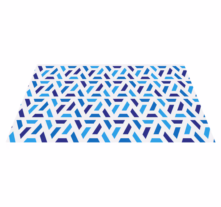 Alfombra vinílica geométrica formas estampadas en azul - TenVinilo