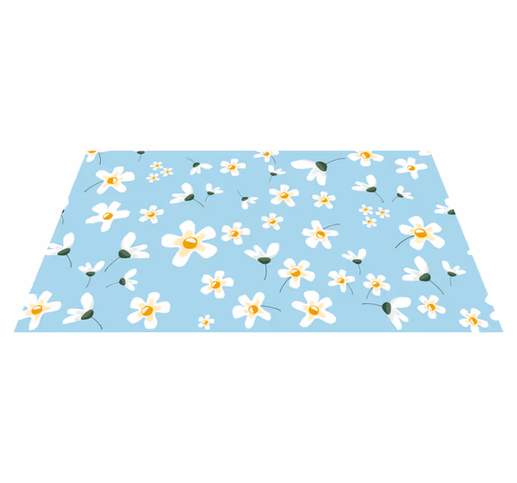 Alfombra vinílica flores patrón de flor de margarita - TenVinilo