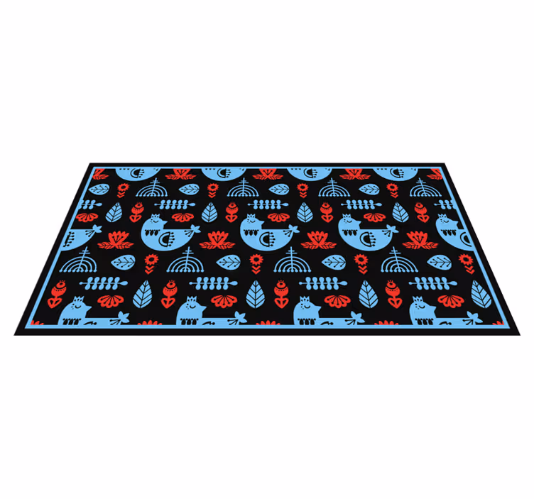 Alfombra vinílica flores Pulir flores y pollos - TenVinilo