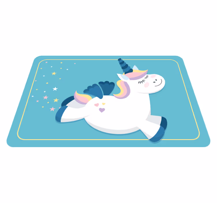 Alfombra vinílica infantil lindo unicornio al galope - TenVinilo