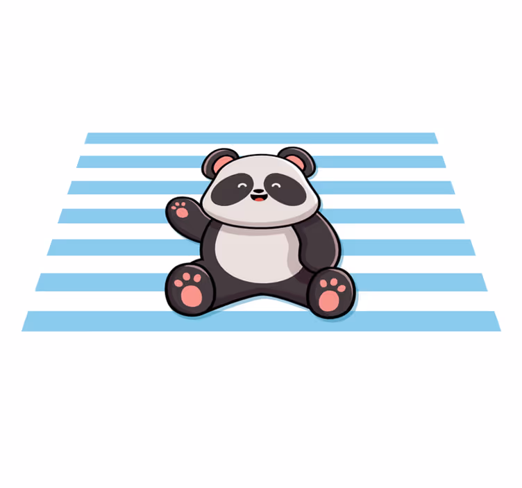 Alfombra vinílica infantil diseño de panda juguetón - TenVinilo