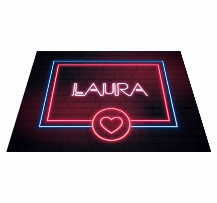 Alfombras vinílicas modernas Caja de neón con corazones - TenVinilo
