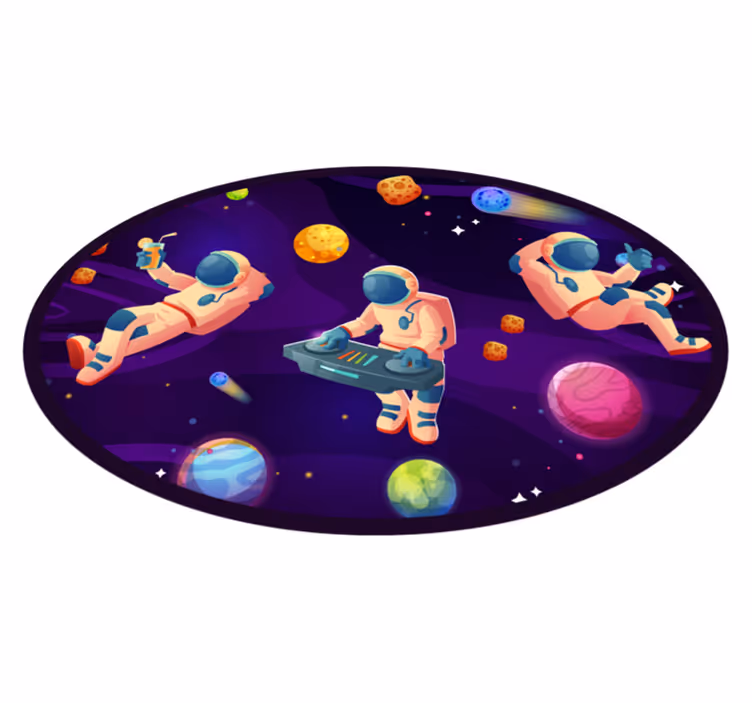 Alfombra vinílica estrellas diseño de fiesta de astronautas - TenVinilo