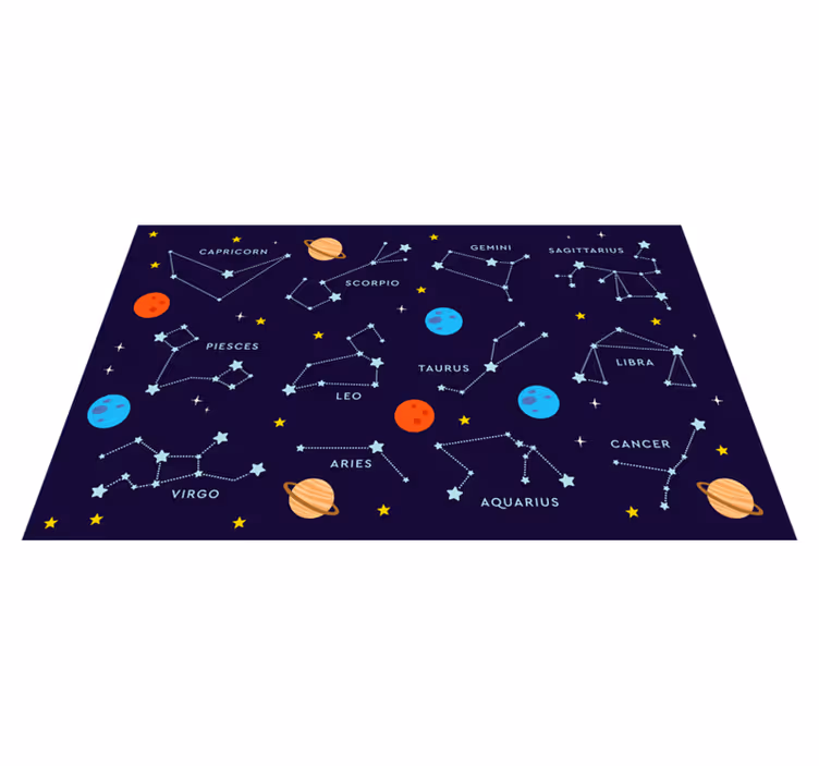 Alfombra vinílica infantil zodíaco celestial - TenVinilo