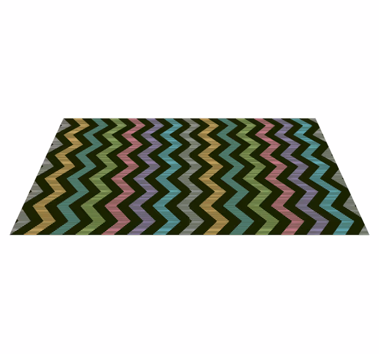 Alfombra vinílica rayas patrón de zigzag colorido - TenVinilo