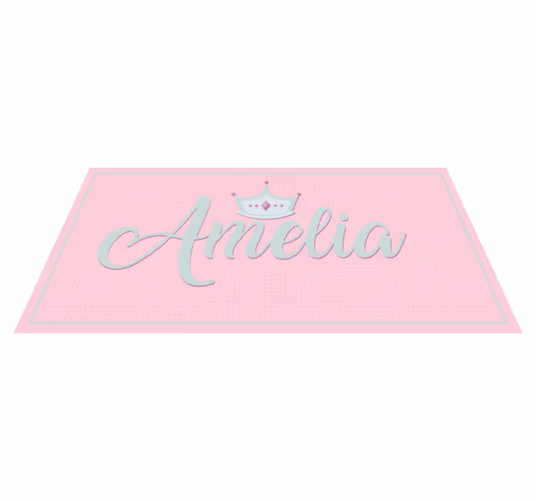 Alfombra vinílica personalizable nombre rosa coronado - TenVinilo