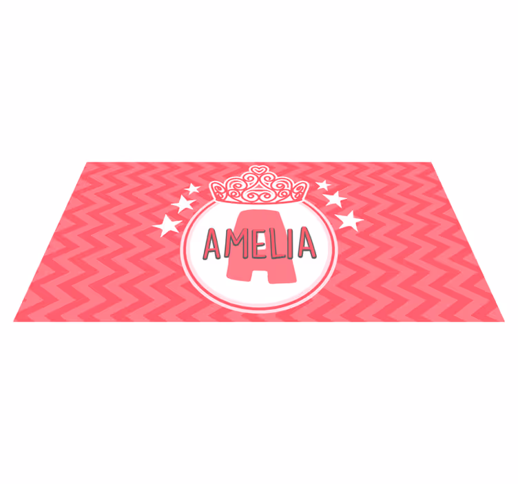 Alfombra vinílica infantil Nombre de la princesa con estrellas y  - TenVinilo