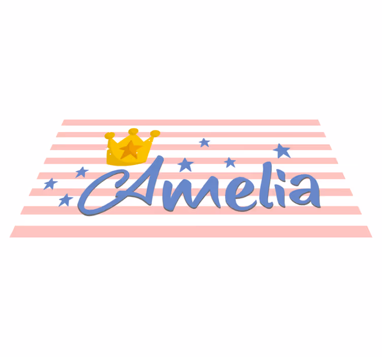 Alfombra vinílica infantil Princesa nombre estrellado con corona - TenVinilo
