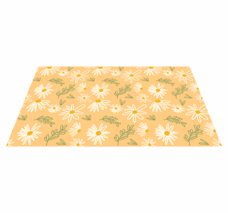 Alfombra vinílica flores patrón de margaritas alegres - TenVinilo