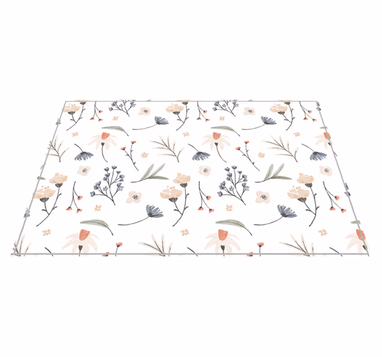 Alfombra vinilo rectangular Patrón floral acuarela - TenVinilo