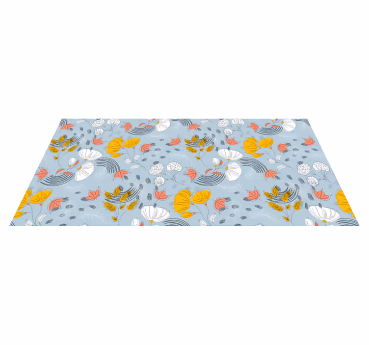Alfombra vinílica flores floración con patrón azul - TenVinilo