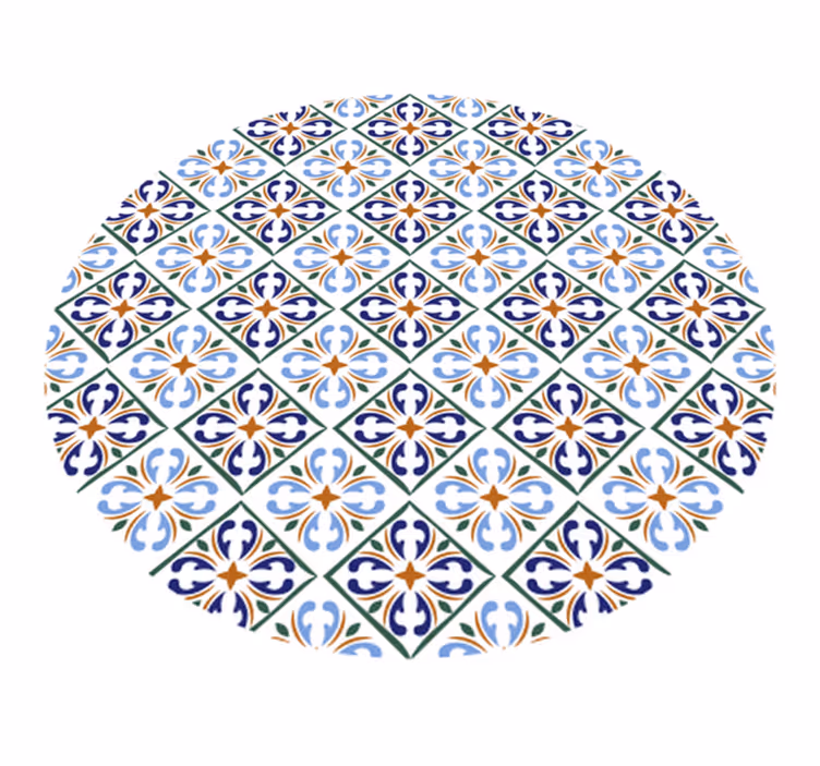 Alfombra vinílica hidráulica tonos azules geométricos - TenVinilo
