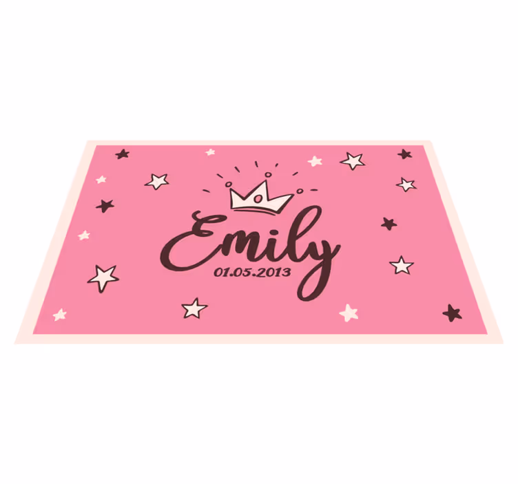 Alfombra vinílica con nombre Nombre y fecha personalizables con c - TenVinilo