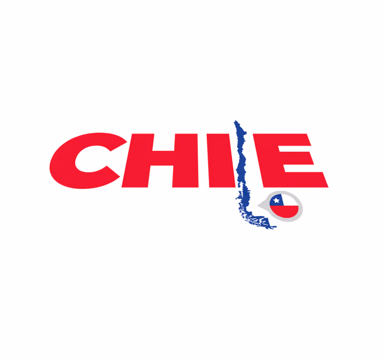 Alfombra de vinilo mapamundi Chile en el mapa con texto - TenVinilo