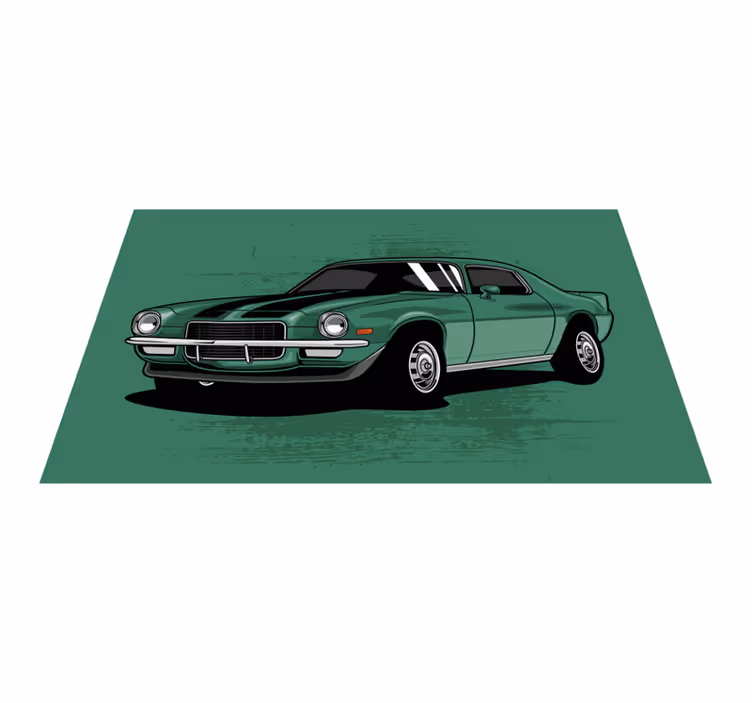 Alfombra vinílica carretera vista de coche clásico - TenVinilo
