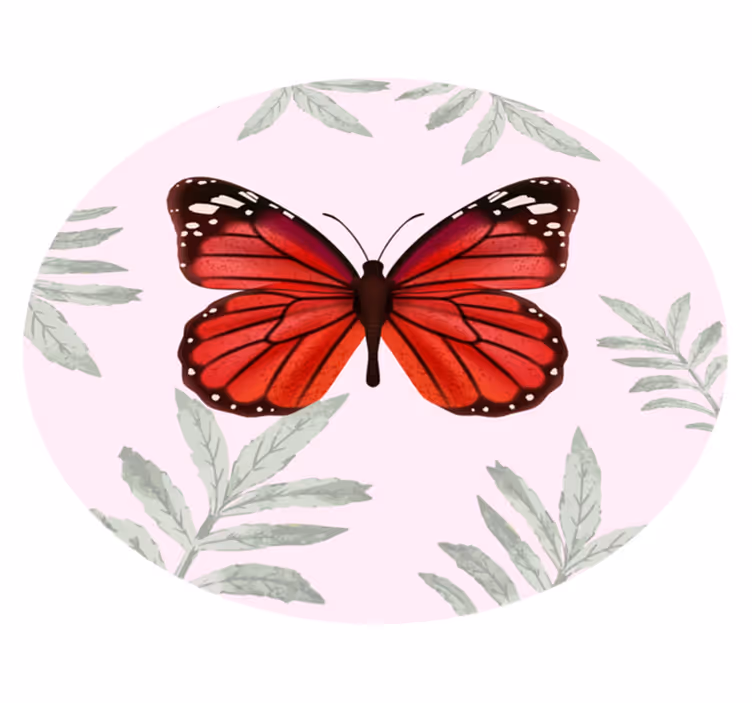 Alfombra vinílica flores diseño de mariposa - TenVinilo