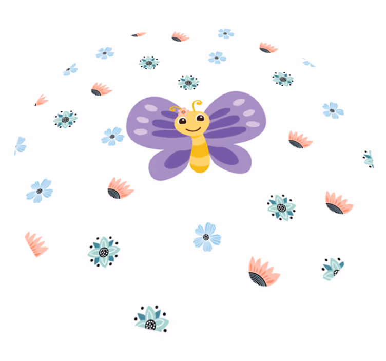 Alfombra vinílica infantil diseño de mariposa morada - TenVinilo