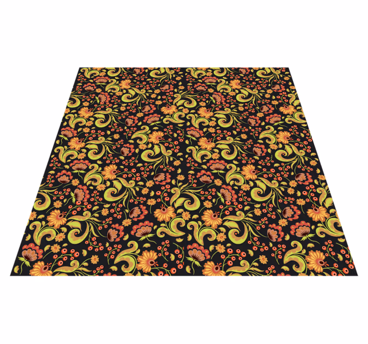 Alfombra vinílica flores motivo de remolino botánico - TenVinilo