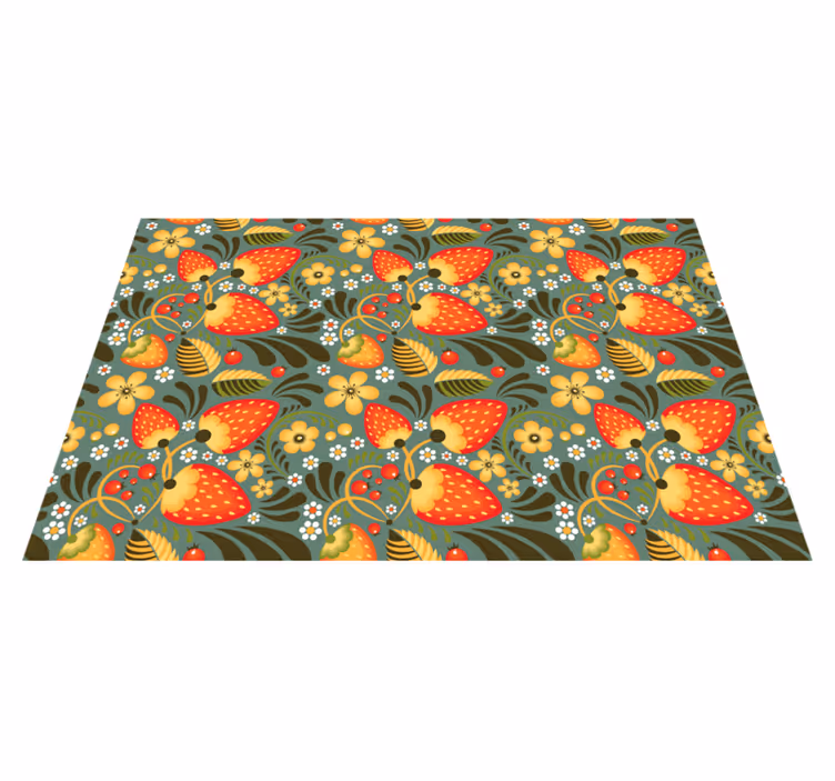 Alfombra vinílica cocina patrón floral brillante - TenVinilo