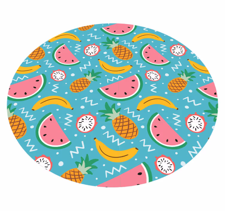 Alfombra vinílica cocina diversión de frutas tropicales - TenVinilo