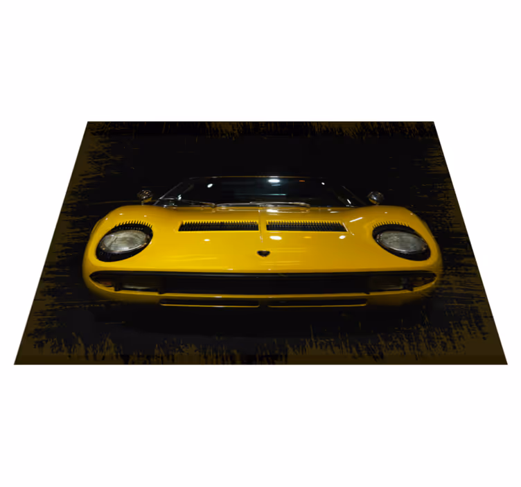 Alfombra vinílica carretera clásico coche deportivo amarillo - TenVinilo