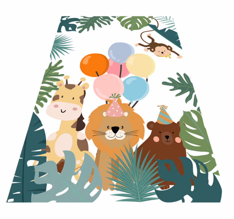 Alfombra vinílica infantil celebración de animales de safari - TenVinilo